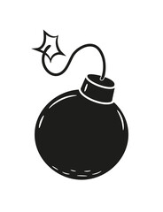 Bomb doodle vector with fire. Comic dynamite explodes in sketch style. Bombs explosion icon