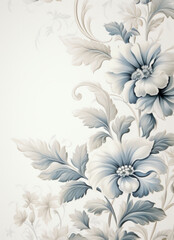 Beautiful Blue Floral Border Vintage