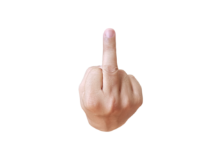 Man hand showing middle finger isolated on white background