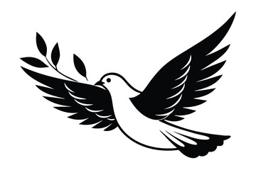 logo of a white dove holding a olive twig vector illustration 2.eps