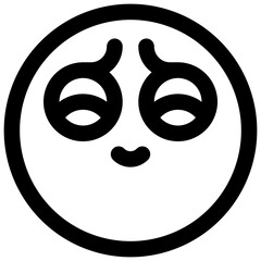Smilling face with shinning eyes. Editable stroke vector icon.
