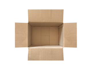 Open Empty Cardboard Box, transparent background