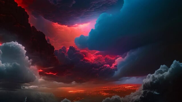 Dramatic stormy sky with lightning, 3d render illustration, space storm, AI Generated