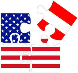 USA - Austria : puzzle shapes with flags