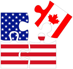 USA - Canada : puzzle shapes with flags - 759775621