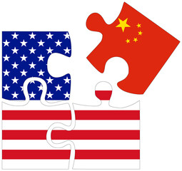 USA - China : puzzle shapes with flags - 759775626