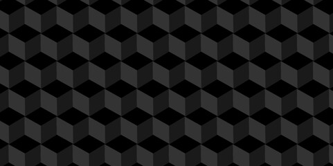 Vector dynamic square cube geometric structure hexagon modern block black backdrop design. Abstract cubes geometric tile and mosaic wall or grid backdrop hexagon technology wallpaper background. 