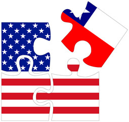 USA - Chile : puzzle shapes with flags - 759775672