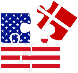 USA - Denmark : puzzle shapes with flags - 759775804
