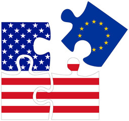 USA - EU : puzzle shapes with flags - 759775851