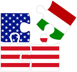 USA - Hungary : puzzle shapes with flags
