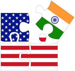 USA - India : puzzle shapes with flags - 759776028
