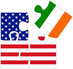 USA - Ireland : puzzle shapes with flags