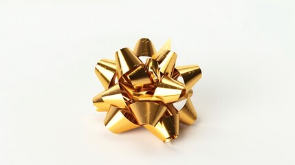 Generative AI : gold gift bow isolated on white