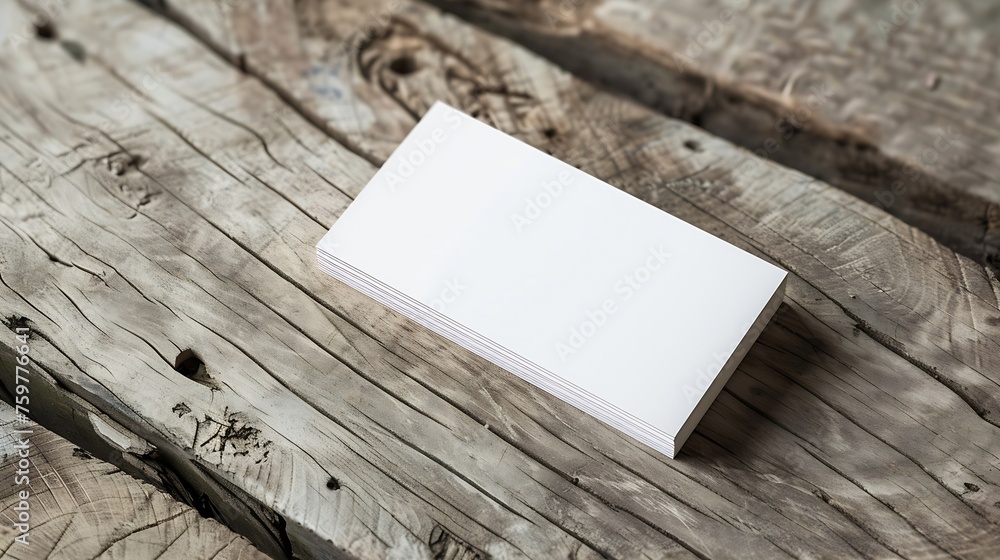 Poster generative ai : clean minimal business card mockup on timber background.