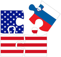 USA - Slovenia : puzzle shapes with flags