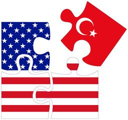 USA - Turkey : puzzle shapes with flags - 759776808