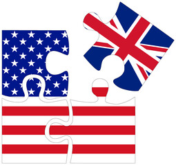 USA - UK : puzzle shapes with flags - 759776874