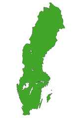 Map of Sweden in green