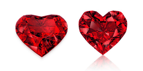 Red heart shaped diamond, transparent background