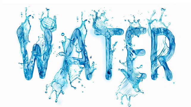 Text "Water Day" written with water letters on white background. Illustration for World Water Day.
