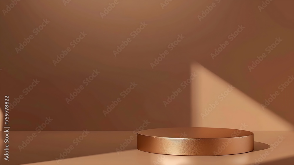 Poster generative ai : 3d podium with brown background for cosmetic