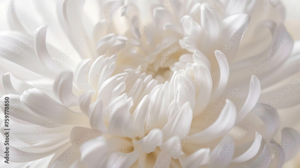 Poster generative ai : closeup abstract white chrysanthemum flower background.