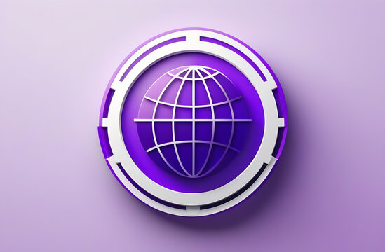 The emblem of the globe, the logo in lilac tones