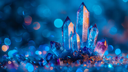 Macro Beauty of Crystals, Bright Gemstones on Nature-Inspired Background