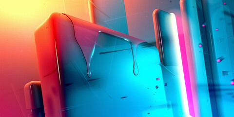 Abstract background of 90s inspired neon shapes  - obrazy, fototapety, plakaty
