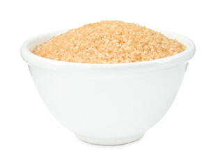 Brown sugar in bowl isolated on white