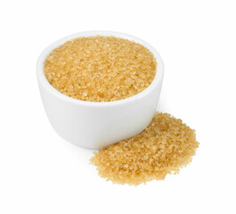 Brown sugar in bowl isolated on white