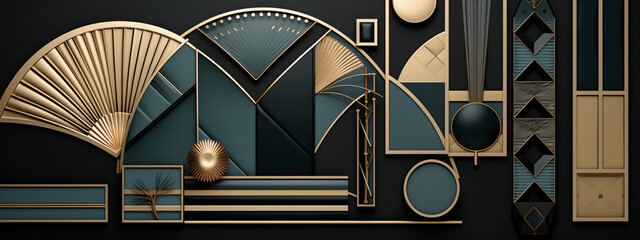 Elegant Art Deco Style Wall Decor with Geometric Shapes