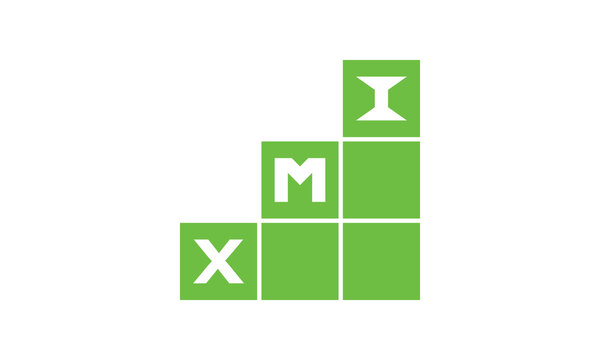 XMI initial letter financial logo design vector template. economics, growth, meter, range, profit, loan, graph, finance, benefits, economic, increase, arrow up, grade, grew up, topper, company, scale