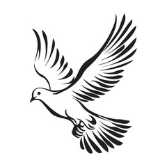 Dove of Peace Vector, isolated on white background