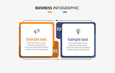 Business infographic template with icons and 2 options or steps	