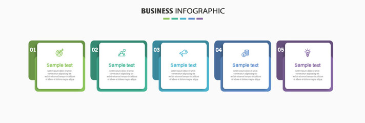 Business infographic template with 5 options or steps. Can be used for workflow layout, diagram, annual report, web design	