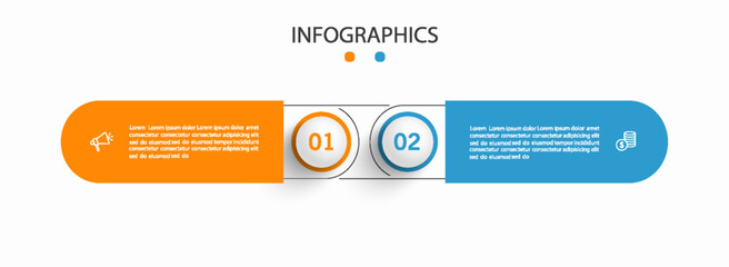 Business infographic template with icons and 2 options or steps	 - obrazy, fototapety, plakaty