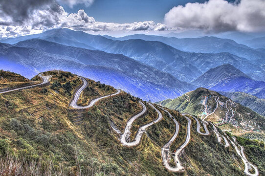 A Bird's Eye View from Zigzag Point, Silk Route, Zuluk, Sikkim, India