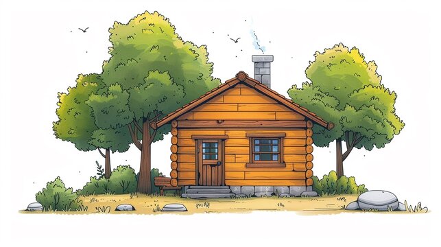 simple cartoon drawing of a house white background