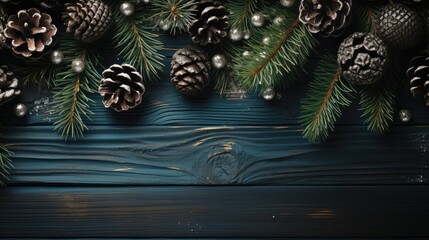 Pine Cones and Fir Cones on a Wooden Table
