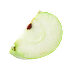 Piece of ripe green apple isolated on white