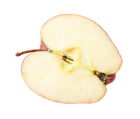 Half of ripe red apple on white background