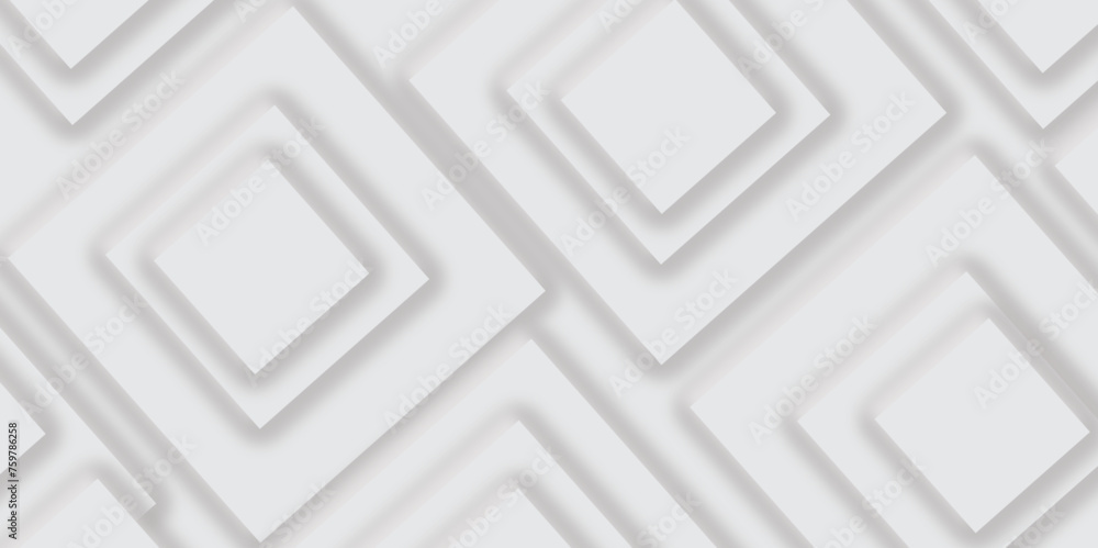 Poster geometric abstract background with paper squares in bright light with soft shadows as pattern, top v