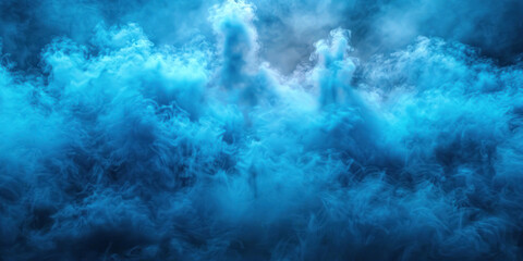 Fototapeta na wymiar Surreal Mist, Blue smoke on dark background, Abstract Atmosphere