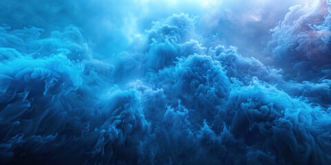 Fototapeta na wymiar Surreal Mist, Blue smoke on dark background, Abstract Atmosphere