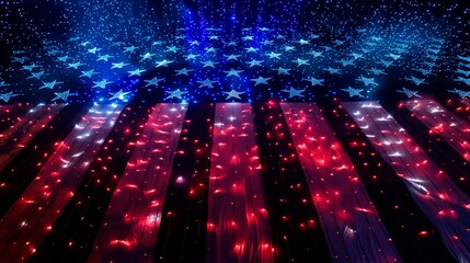 Illuminated American flag design with stars. Concept of  Independence Day celebrations, patriotic celebrations, or decoration inspiration