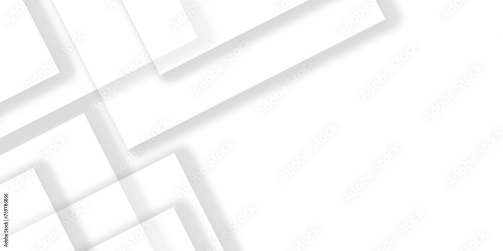 Poster abstract white line with square shape shadow background. vector illustration, white business style v