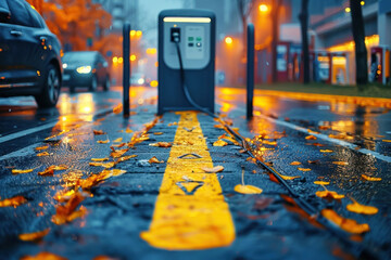 Electric Future, EV charging point sign, Clean Energy Transition - obrazy, fototapety, plakaty