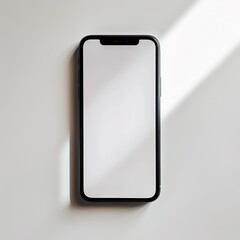 A black border smart blank phone isolated on a white background with white screen